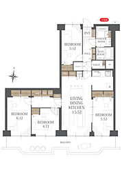 シャルム茨木 4LDKの間取図画像