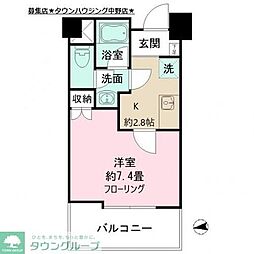 Ｗｉｓｔ新宿 6階1Kの間取り