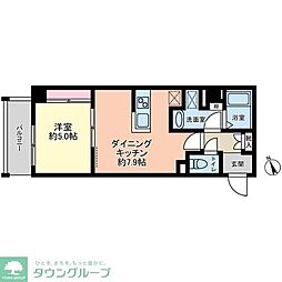 グローリオシェルト新宿山吹町 2階1LDKの間取り