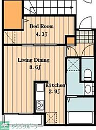 東京メトロ丸ノ内線 東高円寺駅 徒歩11分の賃貸マンション 2階1LDKの間取り