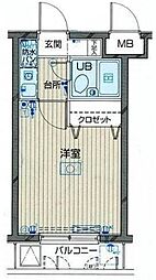 パークウェル西新宿 4階1Kの間取り