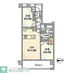 アトラス中野南台 2LDKの間取図画像