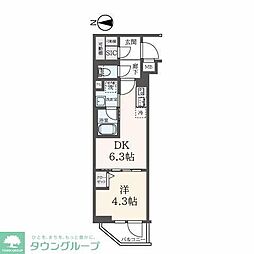 ハーモニーレジデンス東新宿 2階1DKの間取り