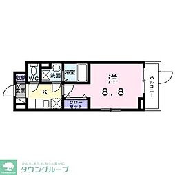 ベル西早稲田 1階1Kの間取り