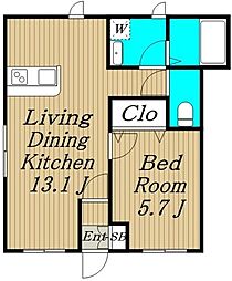 西武新宿線 都立家政駅 徒歩6分の賃貸アパート 1階1LDKの間取り