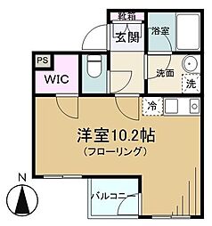 JR山手線 高田馬場駅 徒歩10分の賃貸マンション 1階ワンルームの間取り