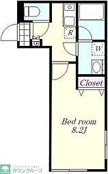 東京メトロ丸ノ内線 新中野駅 徒歩8分の賃貸マンション 1階1Kの間取り