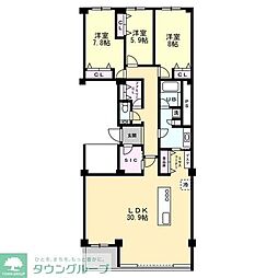 目白パークマンション 10階3LDKの間取り