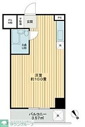 第22宮庭マンション 9階ワンルームの間取り