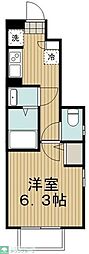 京王線 桜上水駅 徒歩3分の賃貸アパート 1階1Kの間取り