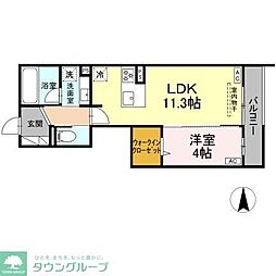 セレスティア中野上高田 1LDKの間取図画像