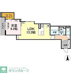 セレスティア中野上高田 1LDKの間取図画像