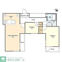 PATH牛込神楽坂 2LDKの間取図画像