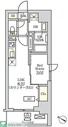 コスモグラシア新宿西早稲田 1LDKの間取図画像