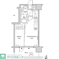 ザ・パークハビオ代々木 1LDKの間取図画像