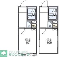 レオパレスハーモニーハイツ中野 1Kの間取図画像