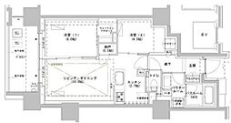 パークスフイア牛込神楽坂 2LDKの間取図画像