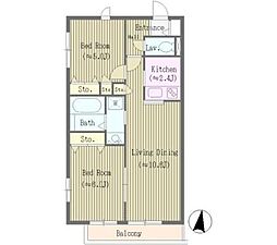 ミラージュビュー荻窪 2LDKの間取図画像