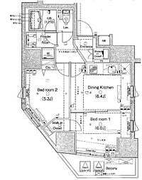アルテシモアルド 2DKの間取図画像