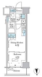 パークアクシス新宿百人町 1DKの間取図画像