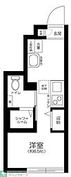 ソルナクレイシア東中野 ワンルームの間取図画像