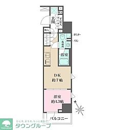 ルフォンプログレス四谷 1DKの間取図画像