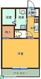 フルーヴ 1Kの間取図画像