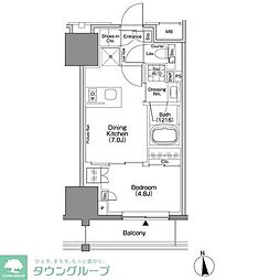 ザ・パークハビオSOHO新宿御苑 1DKの間取図画像