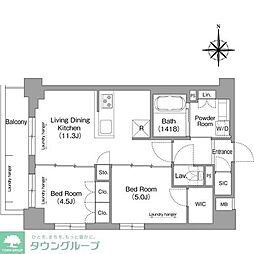 メトロステージPLUS中野弥生町 2LDKの間取図画像