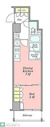 CRESTCOURT新宿山吹町 1DKの間取図画像