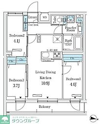 プライムブリス中野富士見町I 3階3LDKの間取り