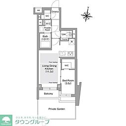 コンフォリア・リヴ東中野 地下1階1LDKの間取り