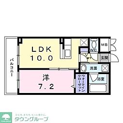 ヴィレッジ　キール 2階1LDKの間取り
