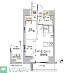リビオメゾン新宿ｗｅｓｔ 2階2LDKの間取り