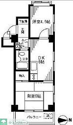 セザール中野富士見町 1階2DKの間取り