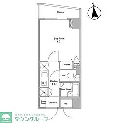 ＫＤＸレジデンス早稲田鶴巻 4階1Kの間取り