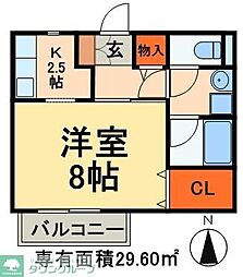 日暮里舎人ライナー 西新井大師西駅 徒歩5分の賃貸アパート 2階1Kの間取り
