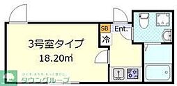 アルクトス志村坂上 3階1Kの間取り