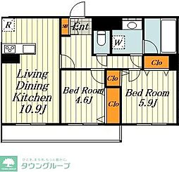 アビタシオン駒込 2階2LDKの間取り