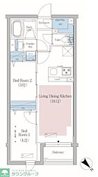 アーバネックス文京小石川 3階2LDKの間取り