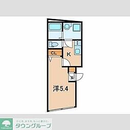 グランヒルズ田端 2階1Kの間取り