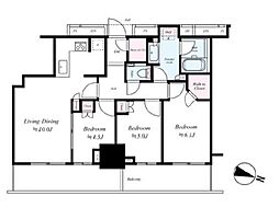 プラウドタワー東池袋ステーションアリーナ 32階3LDKの間取り