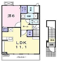 エミナンス南町 2階1LDKの間取り