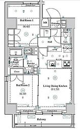 アークマーク王子 12階2LDKの間取り
