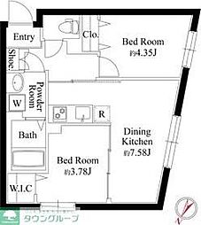 エルファーロ大塚IV 3階2DKの間取り
