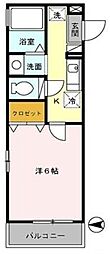 Ｐｉｎｅ Ｗｅｌｌ 2階1Kの間取り