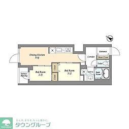グランカーサ千駄木 2LDKの間取図画像