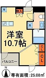 ラ・ヴィータ 3階ワンルームの間取り