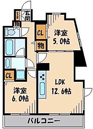 センテニアル王子神谷 10階2LDKの間取り