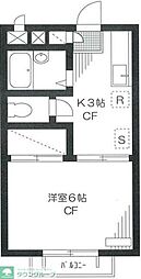 コトー西が丘 2階1Kの間取り